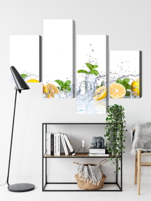Obraz Wieloczęściowy Liście Mięty Z Cytrynami