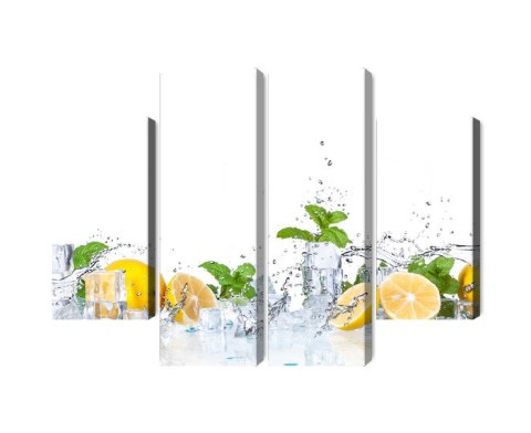 Obraz Wieloczęściowy Liście Mięty Z Cytrynami