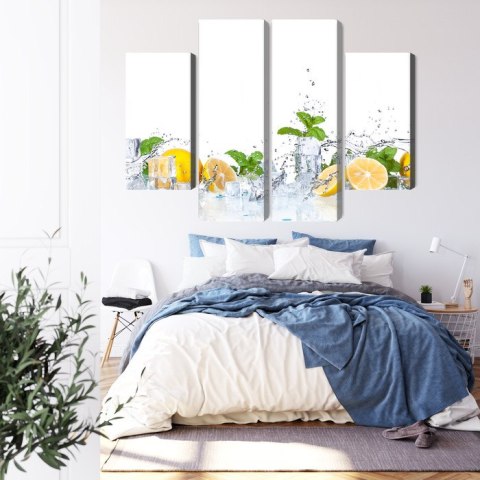 Obraz Wieloczęściowy Liście Mięty Z Cytrynami