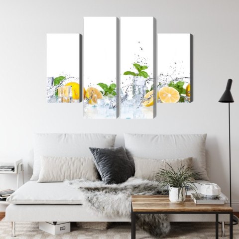 Obraz Wieloczęściowy Liście Mięty Z Cytrynami