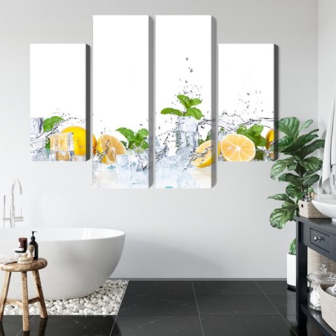 Obraz Wieloczęściowy Liście Mięty Z Cytrynami