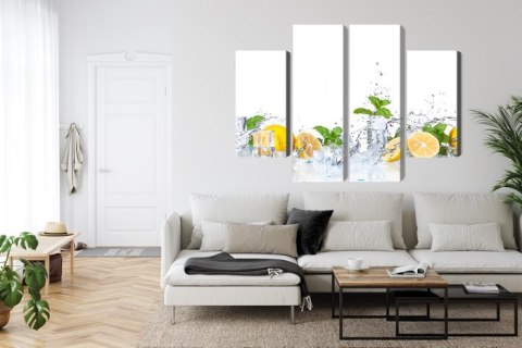 Obraz Wieloczęściowy Liście Mięty Z Cytrynami