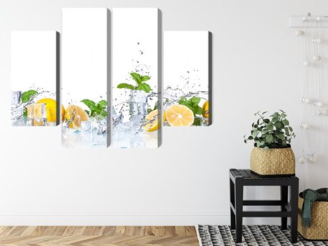 Obraz Wieloczęściowy Liście Mięty Z Cytrynami