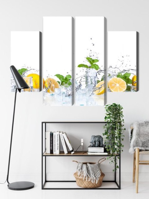 Obraz Wieloczęściowy Liście Mięty Z Cytrynami