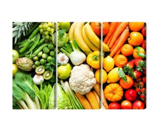 Obraz Wieloczęściowy Owoce I Warzywa W Kolorach Tęczy