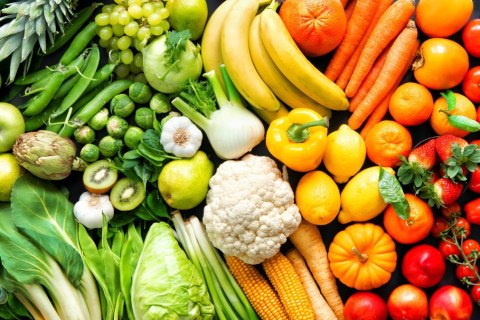 Obraz Wieloczęściowy Owoce I Warzywa W Kolorach Tęczy