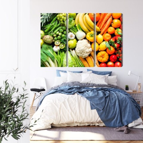 Obraz Wieloczęściowy Owoce I Warzywa W Kolorach Tęczy