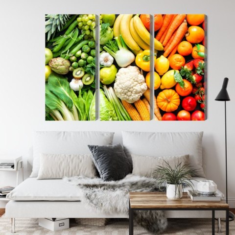 Obraz Wieloczęściowy Owoce I Warzywa W Kolorach Tęczy