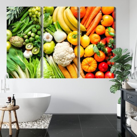 Obraz Wieloczęściowy Owoce I Warzywa W Kolorach Tęczy