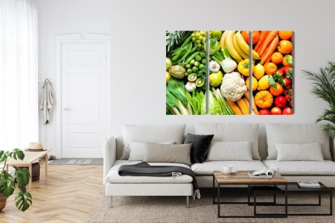Obraz Wieloczęściowy Owoce I Warzywa W Kolorach Tęczy