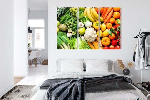 Obraz Wieloczęściowy Owoce I Warzywa W Kolorach Tęczy