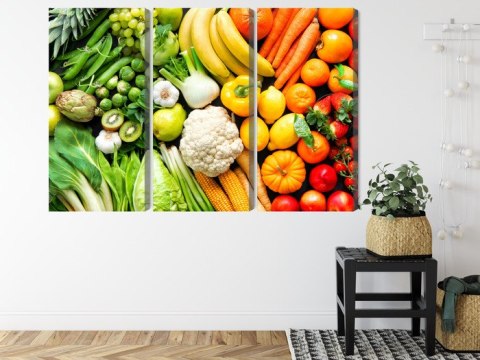 Obraz Wieloczęściowy Owoce I Warzywa W Kolorach Tęczy