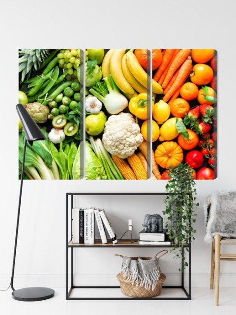 Obraz Wieloczęściowy Owoce I Warzywa W Kolorach Tęczy