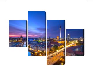 Obraz Wieloczęściowy Panorama Berlina O Zachodzie Słońca