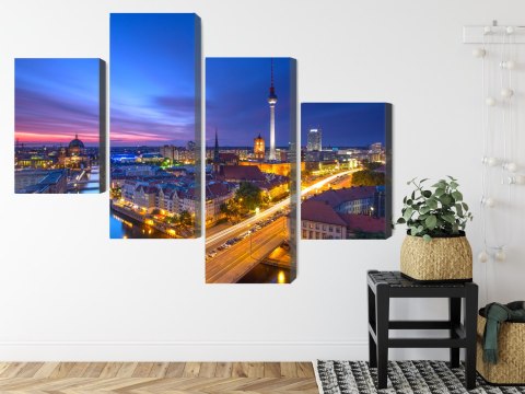 Obraz Wieloczęściowy Panorama Berlina O Zachodzie Słońca Obraz Wieloczęściowy Panorama Berlina O Zachodzie Słońca