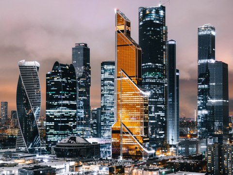 Obraz Wieloczęściowy Panorama Centrum Moskwy I Drapaczy Chmur Obraz Wieloczęściowy Panorama Centrum Moskwy I Drapaczy Chmur