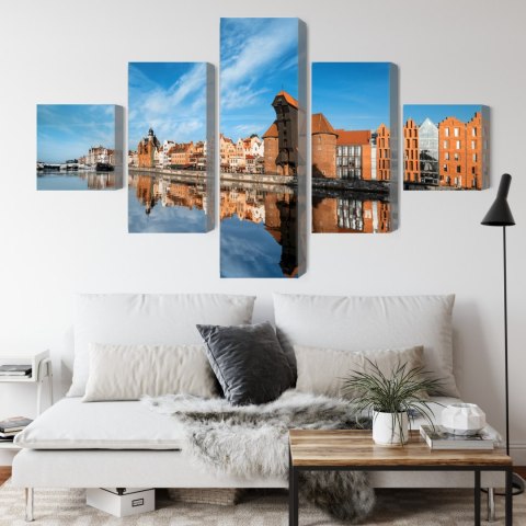 Obraz Wieloczęściowy Panorama Gdańska Z Widokiem Na Rzekę Obraz Wieloczęściowy Panorama Gdańska Z Widokiem Na Rzekę