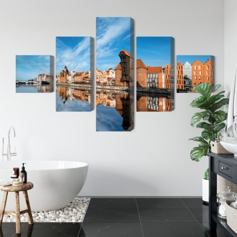 Obraz Wieloczęściowy Panorama Gdańska Z Widokiem Na Rzekę Obraz Wieloczęściowy Panorama Gdańska Z Widokiem Na Rzekę