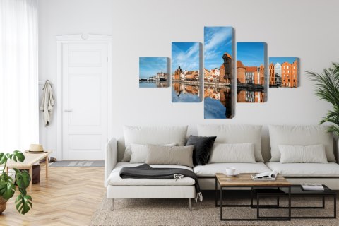 Obraz Wieloczęściowy Panorama Gdańska Z Widokiem Na Rzekę Obraz Wieloczęściowy Panorama Gdańska Z Widokiem Na Rzekę