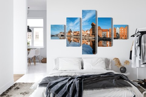 Obraz Wieloczęściowy Panorama Gdańska Z Widokiem Na Rzekę Obraz Wieloczęściowy Panorama Gdańska Z Widokiem Na Rzekę