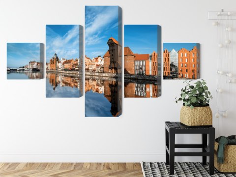 Obraz Wieloczęściowy Panorama Gdańska Z Widokiem Na Rzekę Obraz Wieloczęściowy Panorama Gdańska Z Widokiem Na Rzekę