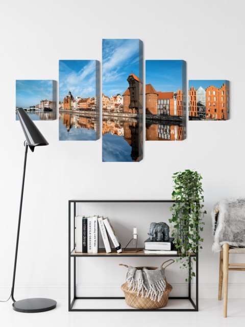 Obraz Wieloczęściowy Panorama Gdańska Z Widokiem Na Rzekę Obraz Wieloczęściowy Panorama Gdańska Z Widokiem Na Rzekę