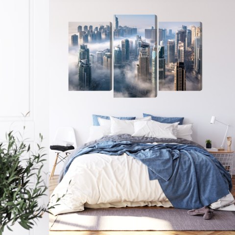 Obraz Wieloczęściowy Panorama Miasta Dubaj We Mgle Obraz Wieloczęściowy Panorama Miasta Dubaj We Mgle