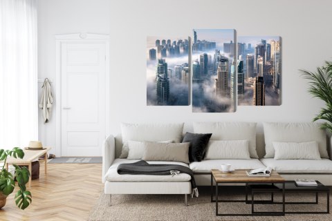 Obraz Wieloczęściowy Panorama Miasta Dubaj We Mgle Obraz Wieloczęściowy Panorama Miasta Dubaj We Mgle