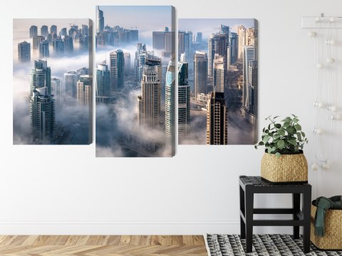 Obraz Wieloczęściowy Panorama Miasta Dubaj We Mgle Obraz Wieloczęściowy Panorama Miasta Dubaj We Mgle