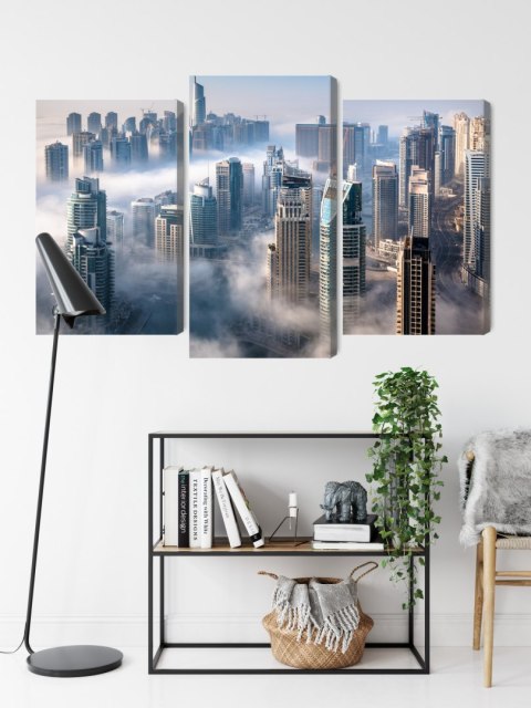 Obraz Wieloczęściowy Panorama Miasta Dubaj We Mgle Obraz Wieloczęściowy Panorama Miasta Dubaj We Mgle