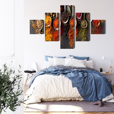 Obraz Wieloczęściowy Przyprawy Na Czarnym Tle