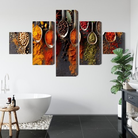 Obraz Wieloczęściowy Przyprawy Na Czarnym Tle