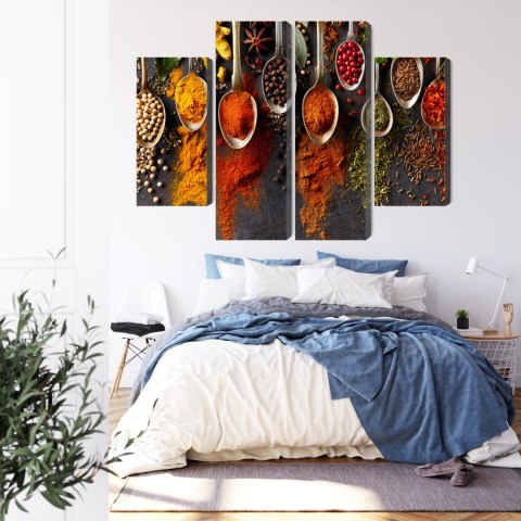 Obraz Wieloczęściowy Przyprawy Na Czarnym Tle