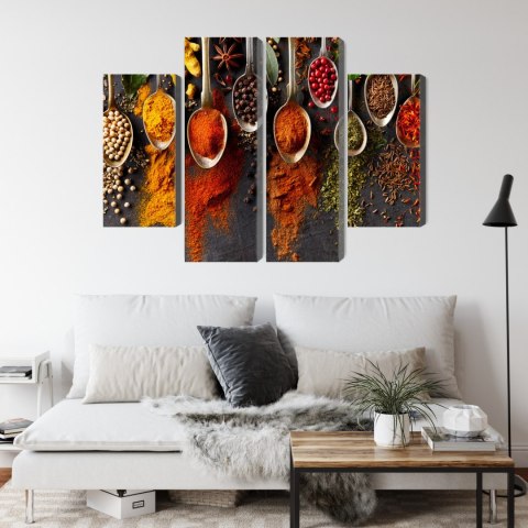 Obraz Wieloczęściowy Przyprawy Na Czarnym Tle