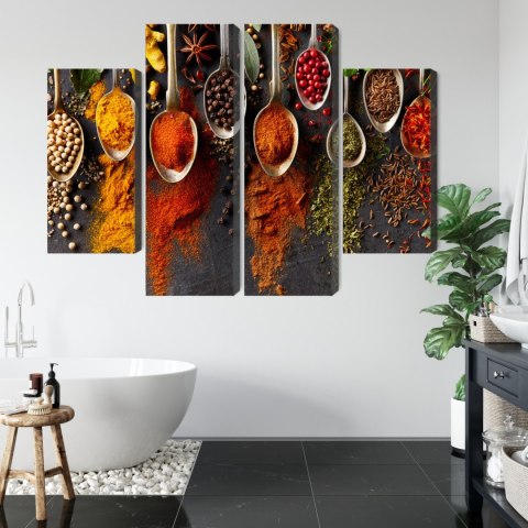 Obraz Wieloczęściowy Przyprawy Na Czarnym Tle