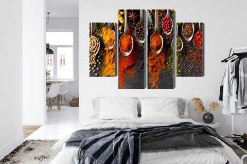 Obraz Wieloczęściowy Przyprawy Na Czarnym Tle