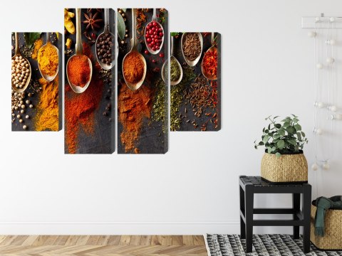 Obraz Wieloczęściowy Przyprawy Na Czarnym Tle