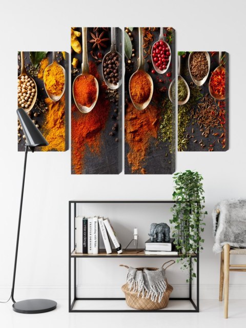 Obraz Wieloczęściowy Przyprawy Na Czarnym Tle
