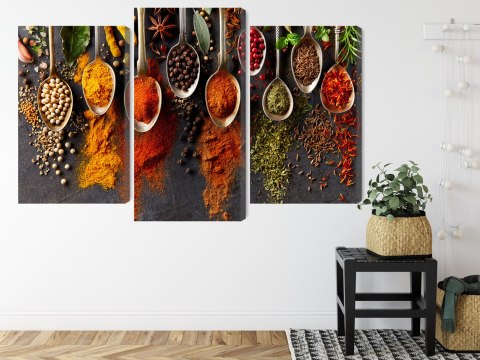 Obraz Wieloczęściowy Przyprawy Na Czarnym Tle