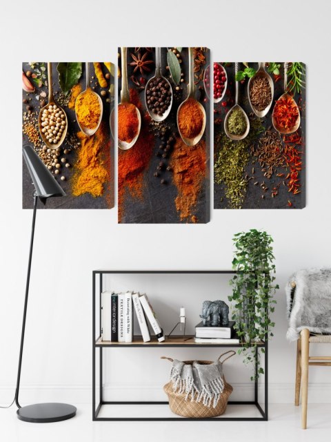 Obraz Wieloczęściowy Przyprawy Na Czarnym Tle