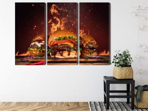 Obraz Wieloczęściowy Smaczne Hamburgery