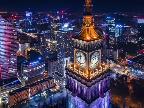 Obraz Wieloczęściowy Warszawska Panorama Nocą Obraz Wieloczęściowy Warszawska Panorama Nocą