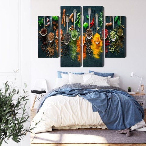 Obraz Wieloczęściowy Zioła I Przyprawy Na Łyżkach