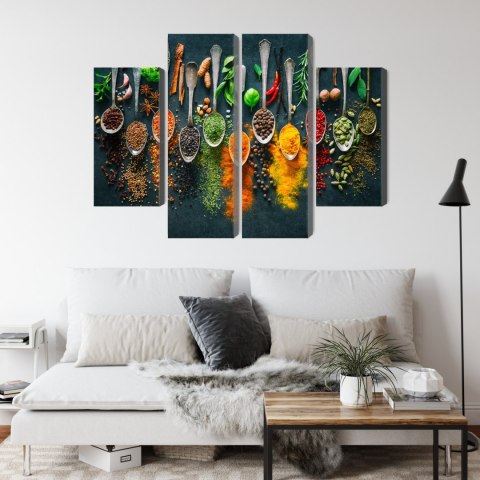 Obraz Wieloczęściowy Zioła I Przyprawy Na Łyżkach