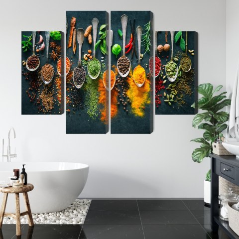 Obraz Wieloczęściowy Zioła I Przyprawy Na Łyżkach