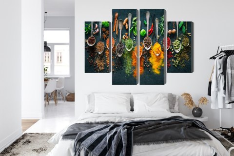 Obraz Wieloczęściowy Zioła I Przyprawy Na Łyżkach