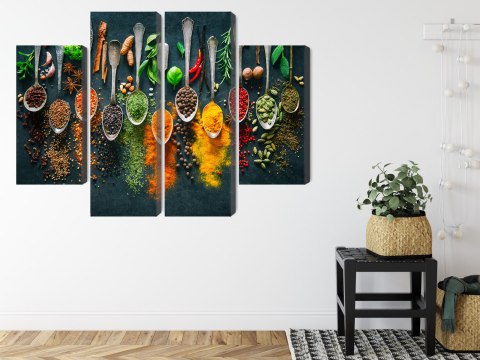 Obraz Wieloczęściowy Zioła I Przyprawy Na Łyżkach