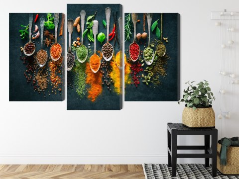 Obraz Wieloczęściowy Zioła I Przyprawy Na Łyżkach