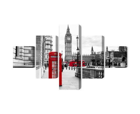 Obraz Wieloczęściowy Londyńska Budka Telefoniczna I Big Ben Obraz Wieloczęściowy Londyńska Budka Telefoniczna I Big Ben
