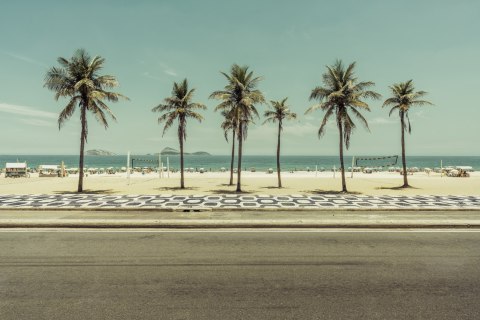 Obraz Wieloczęściowy Palmy Na Plaży Ipanema W Rio De Janeiro Obraz Wieloczęściowy Palmy Na Plaży Ipanema W Rio De Janeiro